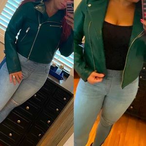 NWT Forest Green Faux Leather Jacket  SZ Lg